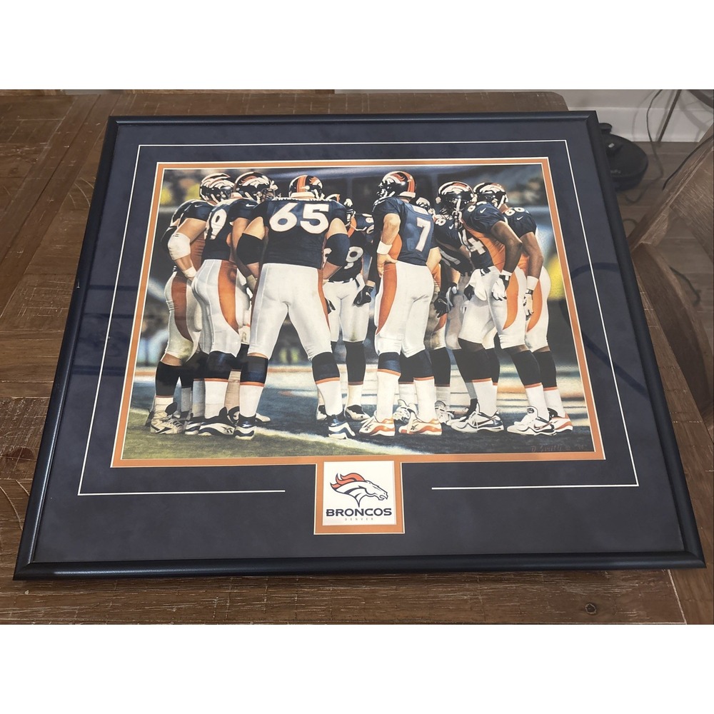 Framed Denver Broncos Lithograph Signed by Daniel M Smith 102/1000